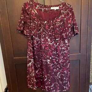 Elegant Burgundy and White Floral Mini Dress